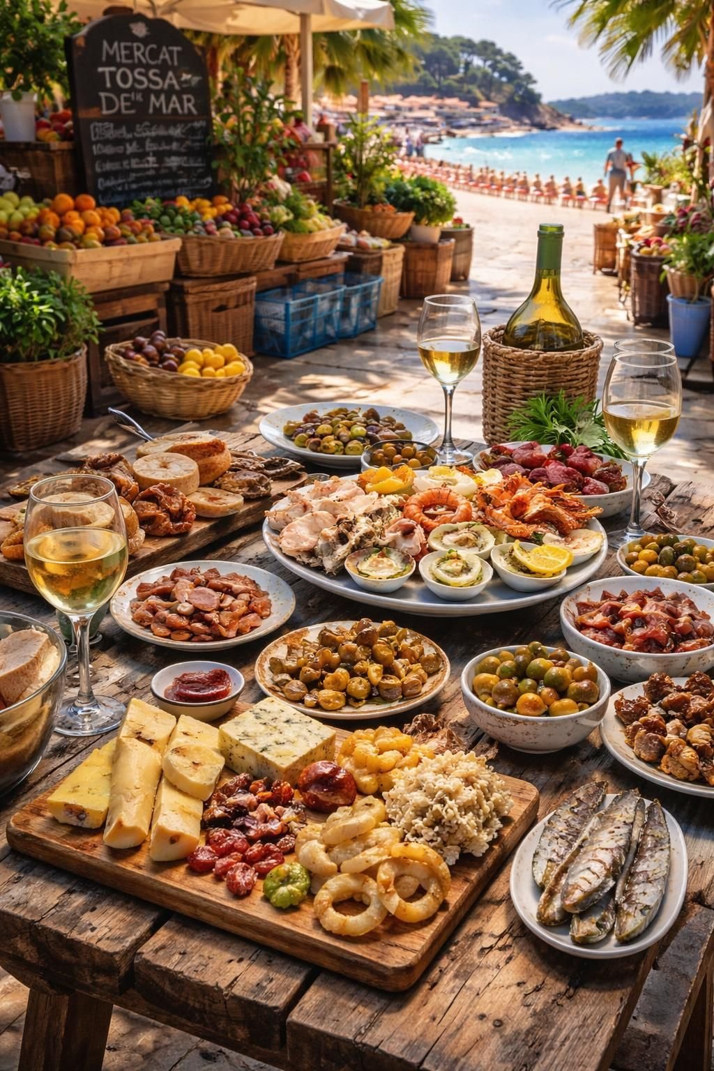 explorez le marché de tossa de mar et découvrez une sélection de produits frais et de spécialités locales, pour une expérience authentique au cœur de la catalogne.